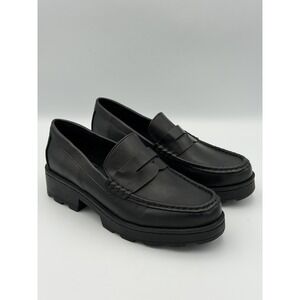 bøc Born Concept Black Leather Lug Sole Penny Loafers Women's 8.5M Comfort Shoe